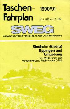 SWEG Taschenfahrplan Sinsheim Eppingen und Umgebung 1990 / 1991