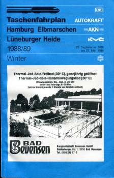 Taschenfahrplan Hamburg Elbmarschen Lüneburger Heide 1988 / 1989