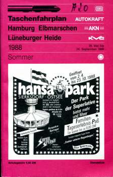 Taschenfahrplan Hamburg Elbmarschen Lüneburger Heide 1988