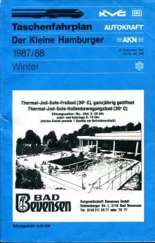 Taschenfahrplan der Kleine Hamburger 1987 / 1988