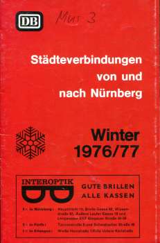 Städteverbindungen von und nach Nürnberg 1976 / 1977