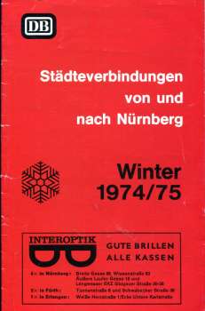 Städteverbindungen von und nach Nürnberg 1974 / 1975