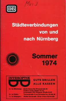 Städteverbindungen von und nach Nürnberg 1974