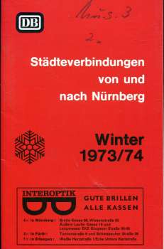 Städteverbindungen von und nach Nürnberg 1973 / 1974