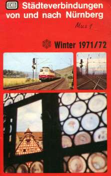 Städteverbindungen von und nach Nürnberg 1971 / 1972