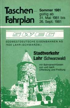SWEG Taschenfahrplan Stadtverkehr Lahr 1981