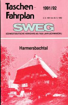 SWEG Taschenfahrplan Harmersbachtal 1991 / 1992