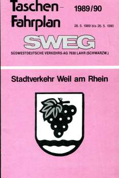 SWEG Taschenfahrplan Stadtverkehr Weil am Rhein 1989 / 1990