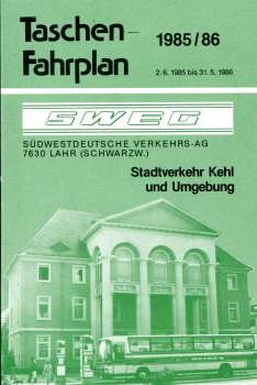 SWEG Taschenfahrplan Stadtverkehr Kehl und Umgebung 1985 / 1986