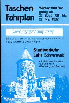 SWEG Taschenfahrplan Stadtverkehr Lahr 1981 / 1982