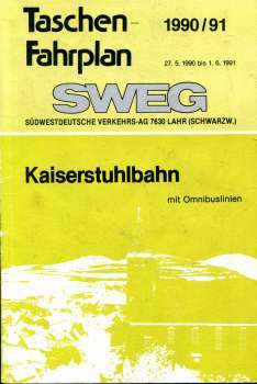 SWEG Taschenfahrplan Kaiserstuhlbahn 1990 / 1991