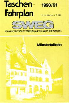 SWEG Taschenfahrplan Münstertalbahn 1990 / 1991
