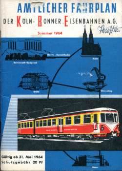 Fahrplan Köln – Bonner Eisenbahn 1964 (Deckblatt beschädigt)