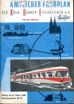 Fahrplan Köln – Bonner Eisenbahn 1964 / 1965 (Deckblatt beschädigt)