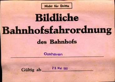 Bildliche Bahnhofsfahrordnung Bahnhof Cuxhaven 1993
