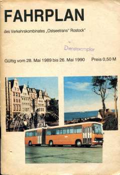 Fahrplan Verkehrskombinat Ostseetrans Rostock 1989 / 1990