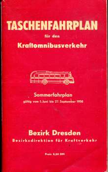 Fahrplan Kraftomnibusverkehr Bezirk Dresden 1958