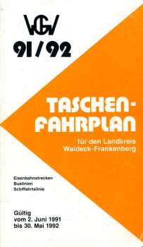 Taschenfahrplan Landkreis Waldeck-Frankenberg 1991 / 1992