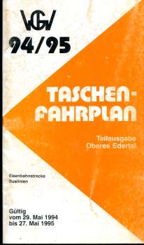 Taschenfahrplan oberes Edertal 1994 / 1995 ( Deckblatt leider etwas berieben !)