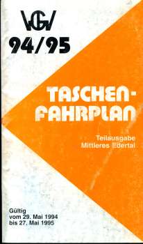 Taschenfahrplan Mittleres Edertal 1994 / 1995 ( Deckblatt etwas berieben !)