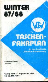 Taschenfahrplan für den Landkreis Waldeck-Frankenberg 1987 / 1988 (Deckblatt beschädigt!)