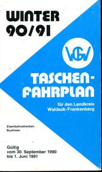 Taschenfahrplan für den Landkreis Waldeck-Frankenberg 1990 / 1991