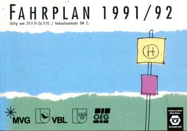 Fahrplan Verkehrsverbund Rhein-Neckar 1991 / 1992