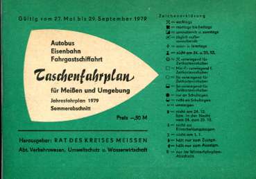 Taschenfahrplan Meißen und Umgebung 1979