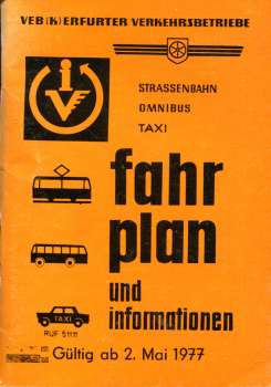 Fahrplan Erfurter Verkehrsbetriebe 1977