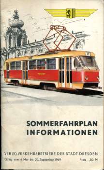 Fahrplan Informationen Verkehrsbetriebe der Stadt Dresden 1969