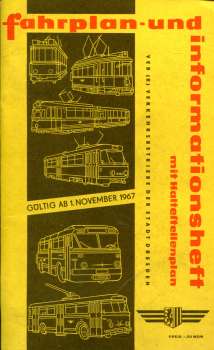 Fahrplan Informationen Verkehrsbetriebe der Stadt Dresden 1967 / 1968