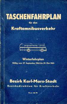 Taschenfahrplan für den Kraftomnibusverkehr Bezirk Karl-Marx-Stadt 1964 / 1965