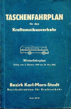 Taschenfahrplan für den Kraftomnibusverkehr Bezirk Karl-Marx-Stadt 1959 / 1960