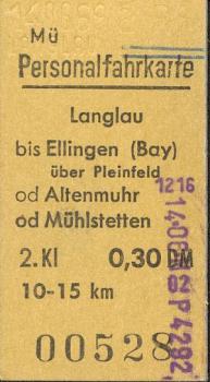 Personalfahrkarte Langlau Ellingen Altenmuhr