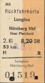 Fahrkarte Langlau Nürnberg HBF