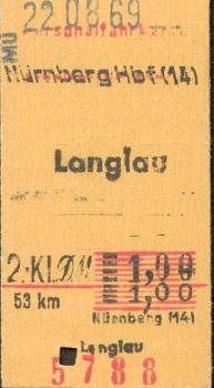 Fahrkarte Nürnberg Langlau