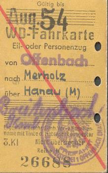 WD Fahrkarte Offenbach Meerholz