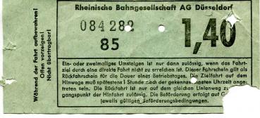 Fahrschein Rheinische Bahngesellschaft Düsseldorf