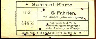 Sammelkarte Bremer Straßenbahn