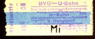BVG Berlin U-Bahnfahrschein Stadtmitte