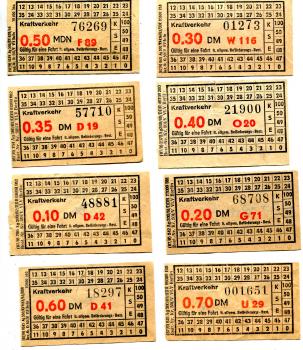 8 Fahrscheine Kraftverkehr DDR