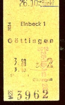 Fahrkarte Einbeck Göttingen