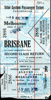 Ticket Melbourne – Brisbane 1966