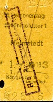 Fahrkarte Königslutter – Helmstedt 3. Kl.