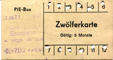 Bus Fahrschein Peine Ilseder Eisenbahn Zwölferkarte