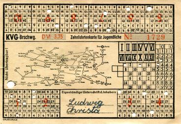 Fahrschein KVG Braunschweig Zehnfahrtenkarte