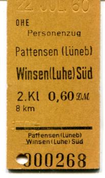 OHE Fahrkarte Pattensen – Winsen (Luhe) Süd