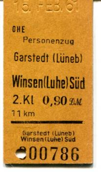 OHE Fahrkarte Garstedt – Winsen (Luhe) Süd