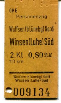 OHE Fahrkarte Wulfsen Süd – Winsen (Luhe) Süd