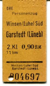 OHE Fahrkarte Winsen (Luhe) Süd – Garstedt